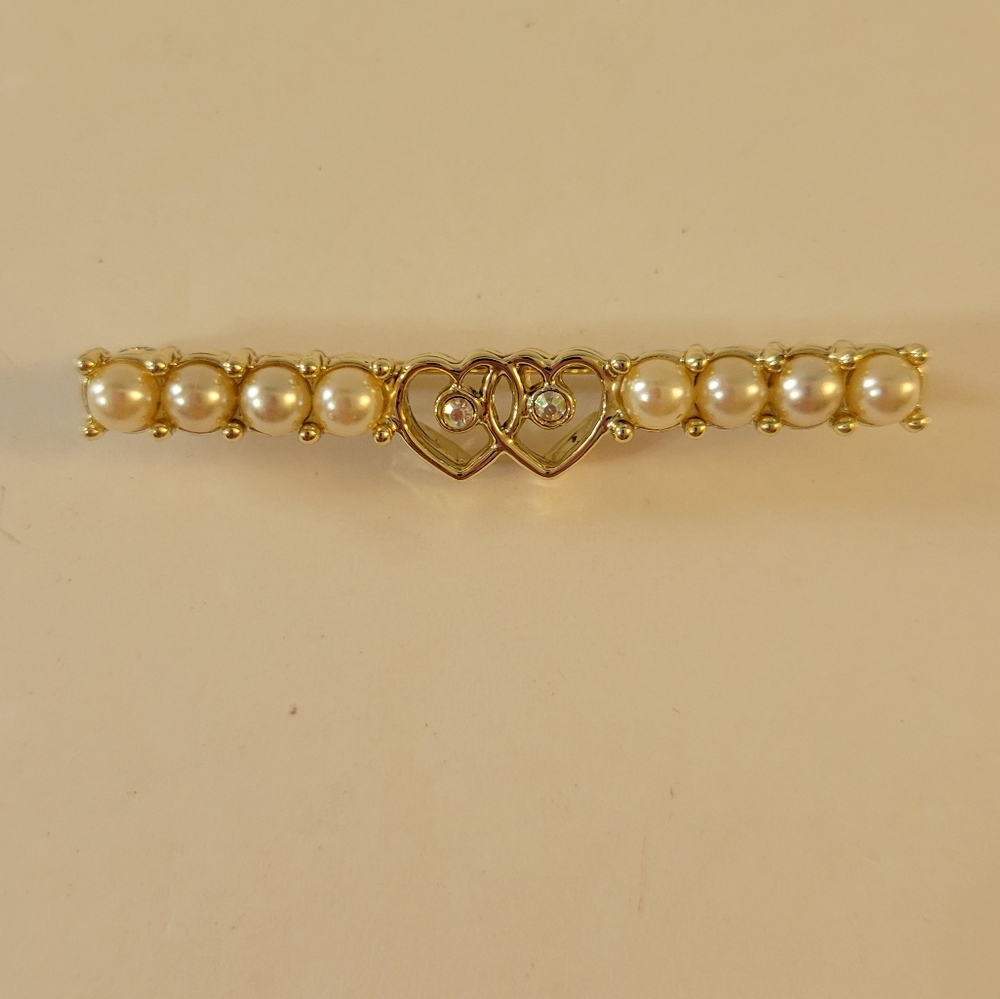 Sarah Coventry Bar Brooch Double Hearts